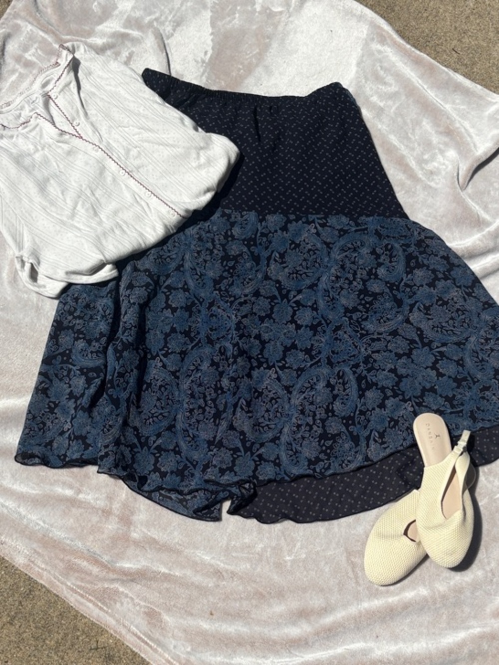 Avenue Navy Blue Floral Tiered Skirt
